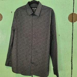 Men's Slim Fit Black Express button-down shirt, stretch cotton